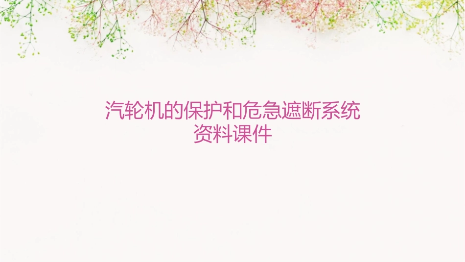 汽轮机的保护和危急遮断系统资料课件_第1页