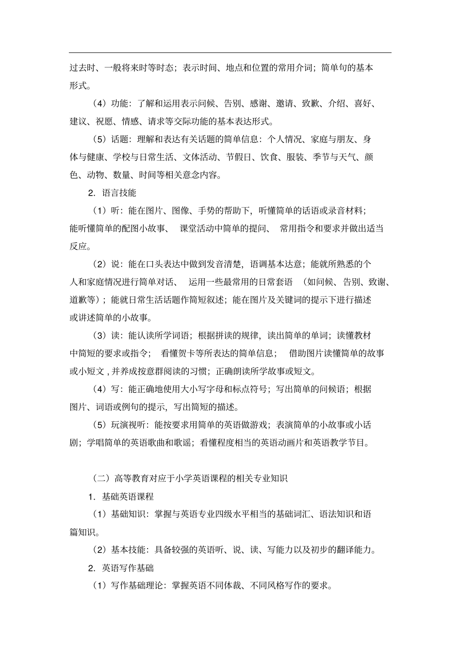 小学英语考试大纲_第2页