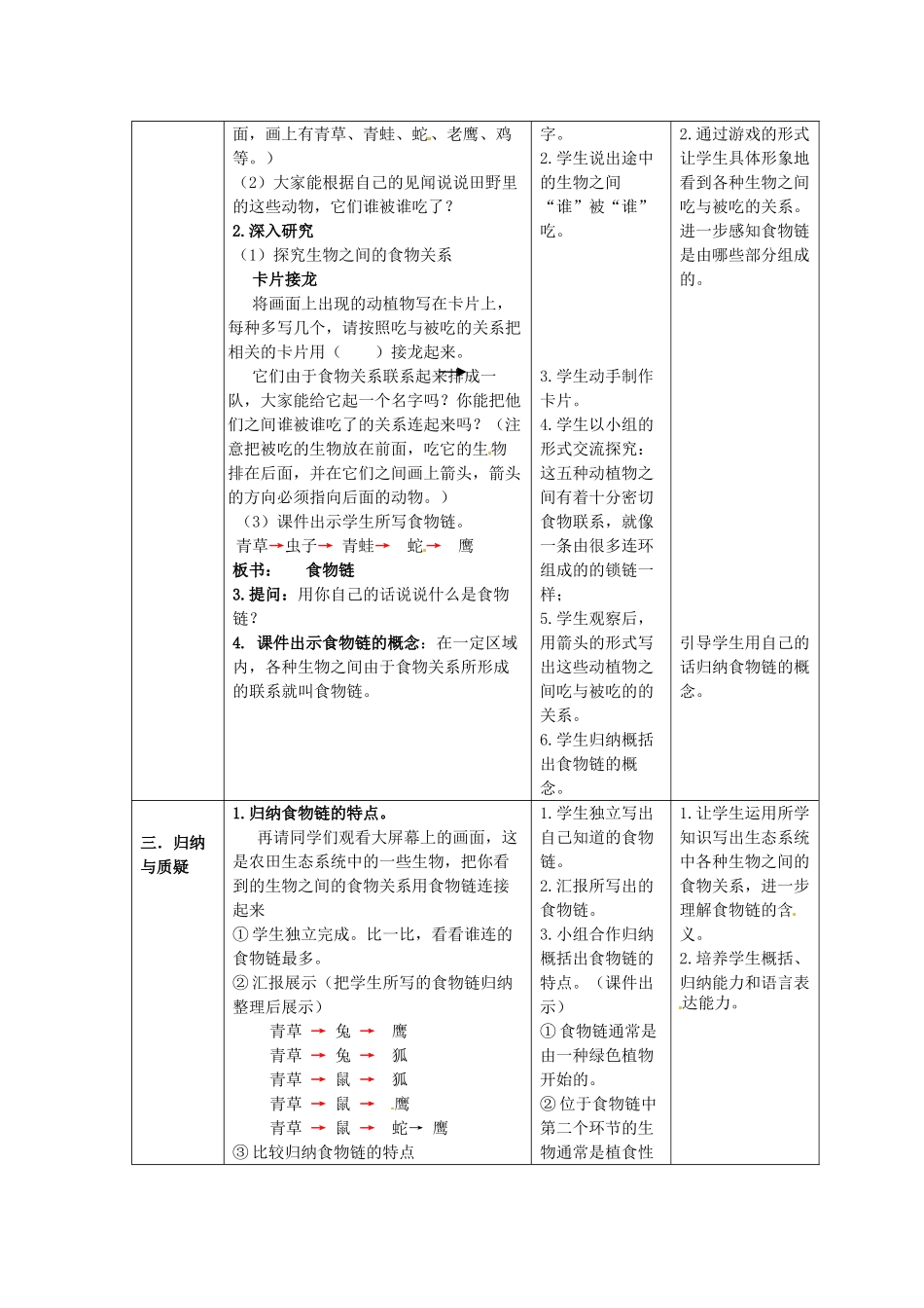 七年级生物上册 3.6.1 食物链（第1课时）教案 （新版）苏科版-（新版）苏科版初中七年级上册生物教案_第2页