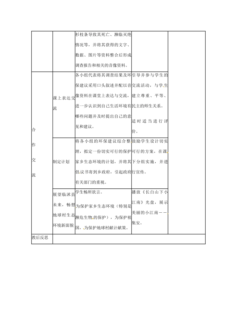 山东省临沭县第三初级中学七年级生物下册 拟定保护生态环境的影响教案 新人教版_第2页