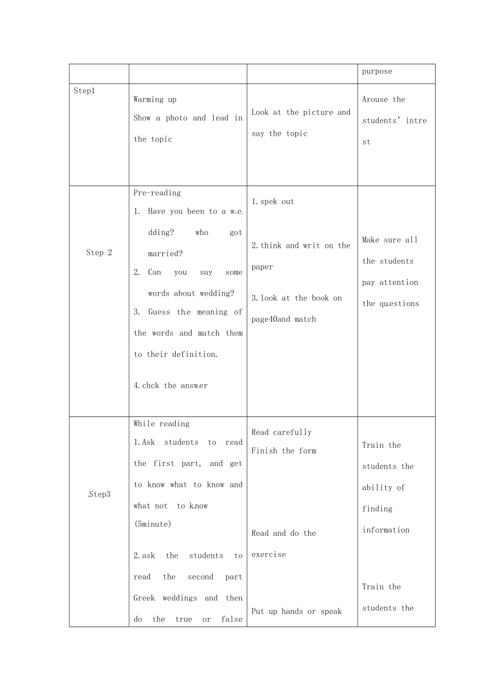 高中英语 Unit3 lesson3 wedding教案 北师大版必修1-北师大版高一必修1英语教案_第2页