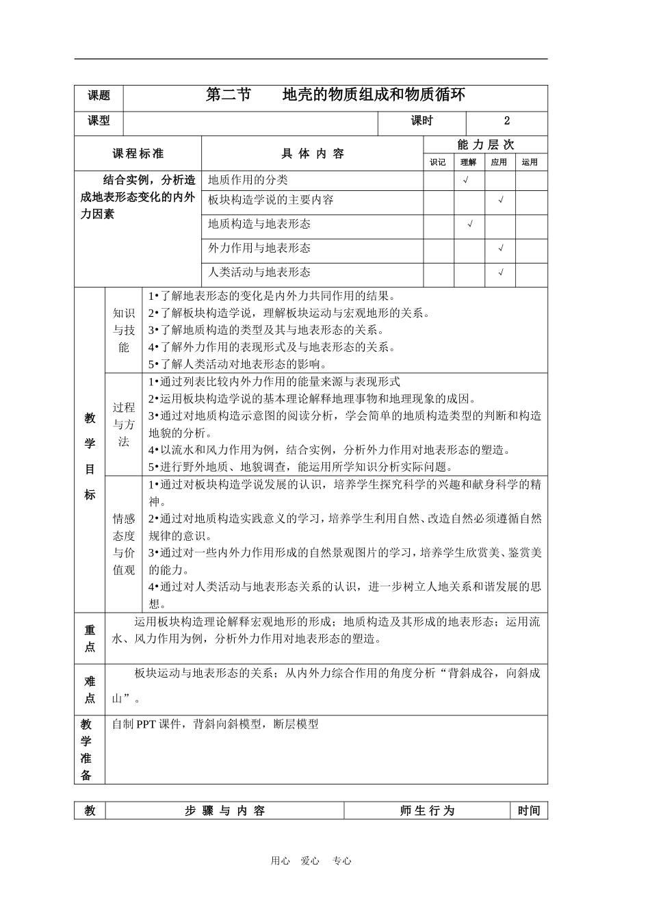 高中地理第二节 地壳的物质组成和物质循环教案湘教版必修一_第1页
