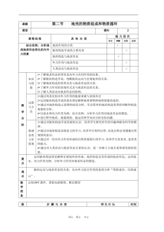 高中地理第二节 地壳的物质组成和物质循环教案湘教版必修一
