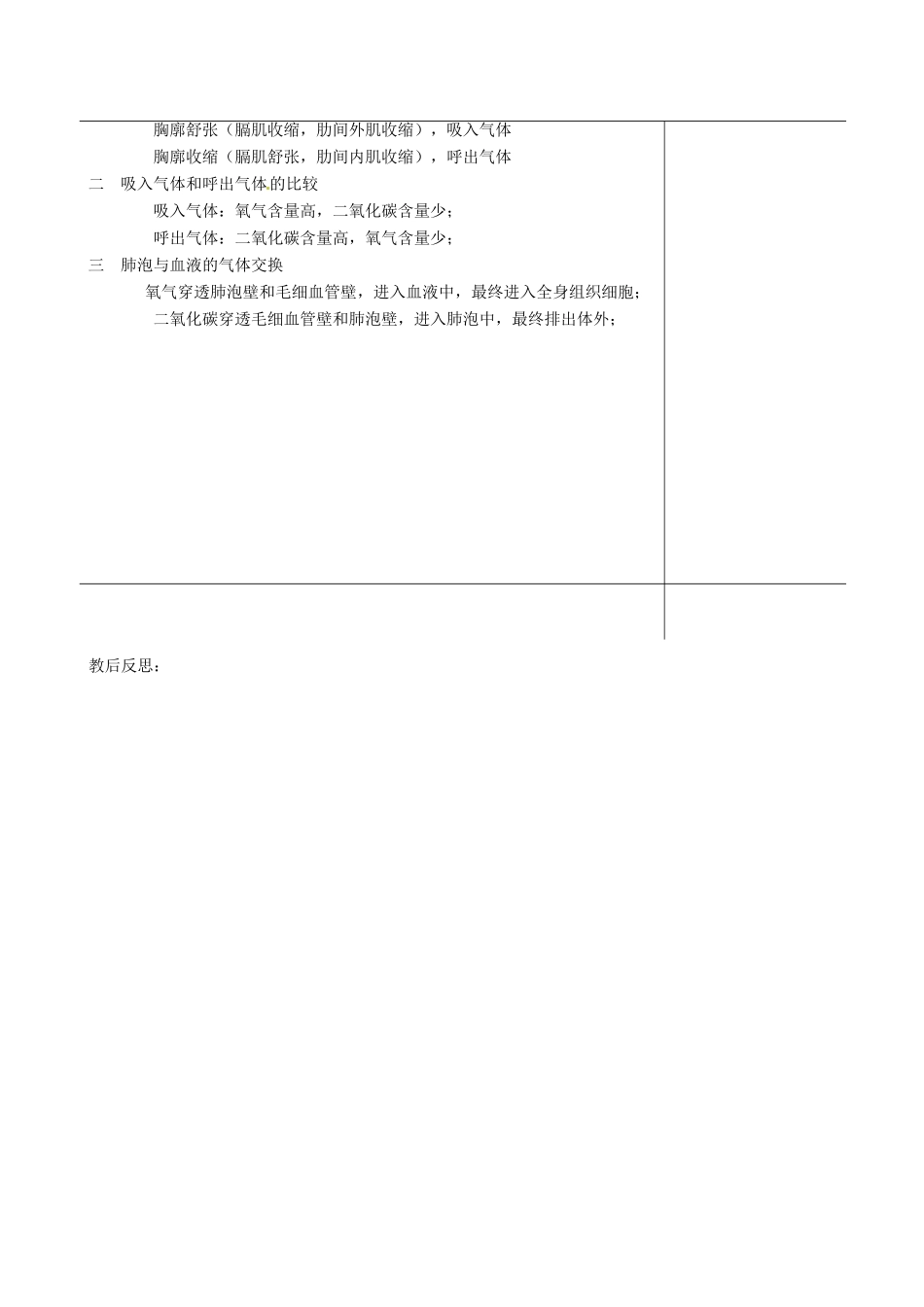 七年级生物下册 第二节 发生在肺内的气体交换教案 新人教版_第3页