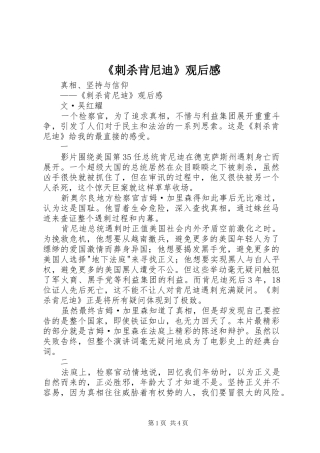 《刺杀肯尼迪》观后感 