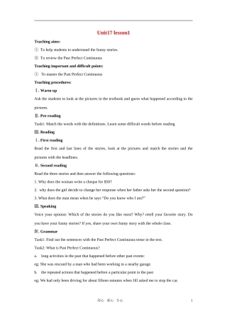 高中英语 Module6 unit17 lesson1教案 北师大版选修6