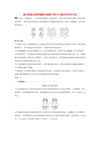 高考生物新导学大一轮复习 第四单元 细胞的生命历程 热点题型四 透过细胞分裂图像解决减数分裂与可遗传变异的关系讲义（含解析）北师大版-北师大版高三全册生物教案