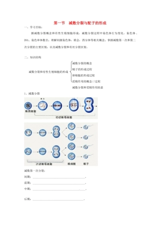 高中生物：减数分裂与配子形成中图版必修2