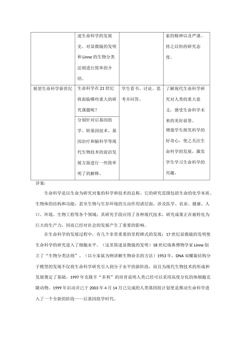 高中生物：1.1 走进生命科学的世纪 教案（5）沪科版_第2页
