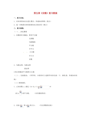 山东省肥城市安站中学八年级数学上册 第五章《实数》复习教案 青岛版