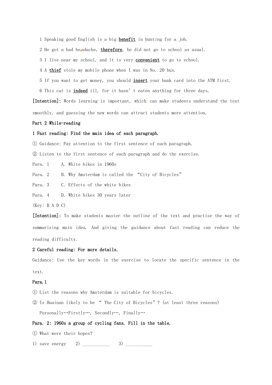 高中英语 Unit 9 Lesson 1 On Your Bike教案 北师大版必修3-北师大版高一必修3英语教案_第3页