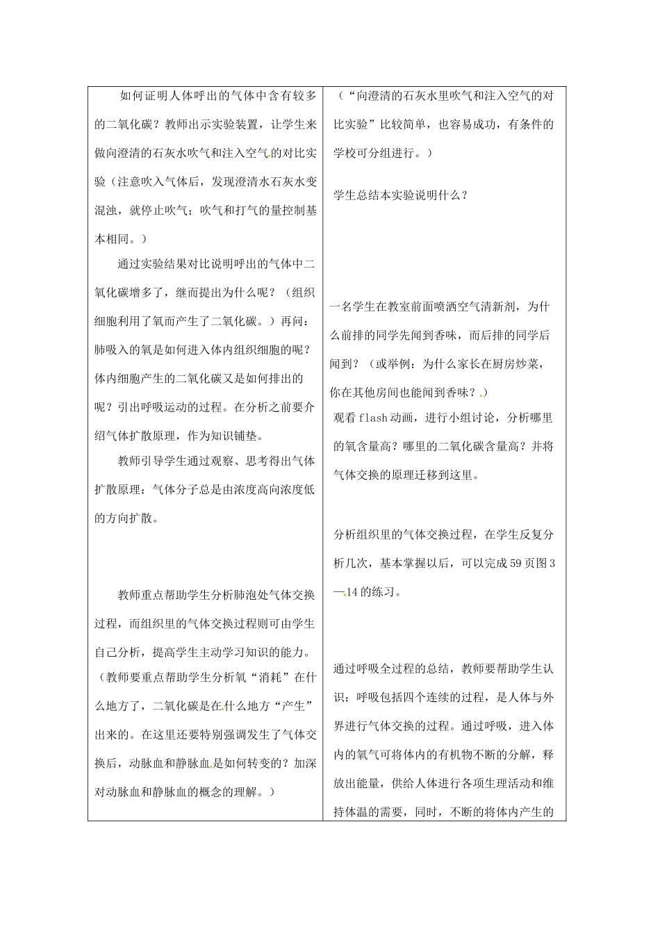 七年级生物下册 第三章《健肺强肾 精力充沛》3.1.3 人体的气体交换教案 （新版）冀教版_第3页