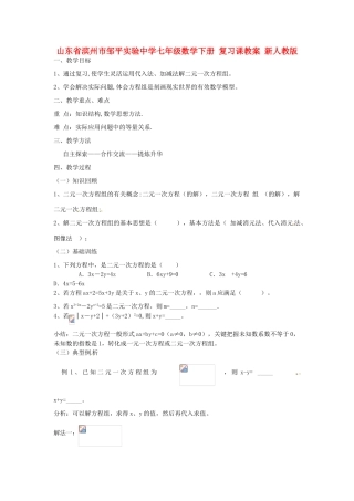 山东省滨州市邹平实验中学七年级数学下册 复习课教案 新人教版