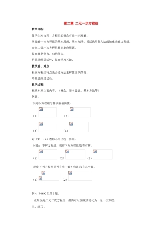 七年级数学下册：第二章二元一次方程组复习教案湘教版