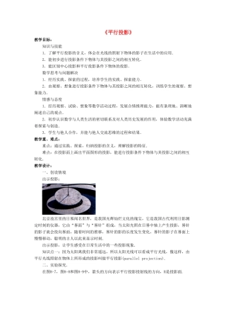 九年级数学下册 8.2《平行投影》教案 （新版）青岛版-（新版）青岛版初中九年级下册数学教案