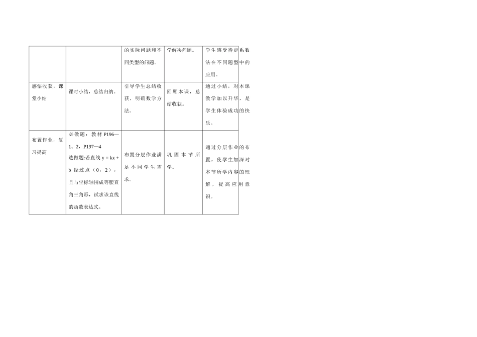 辽宁省东港市石佛中学八年级数学上册《确定一次函数表达式》教案 新人教版_第2页