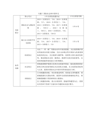 高考政治二轮复习 第1部分 专题7 国际社会和中国外交 第1课时 客观题满分固本教案-人教版高三全册政治教案