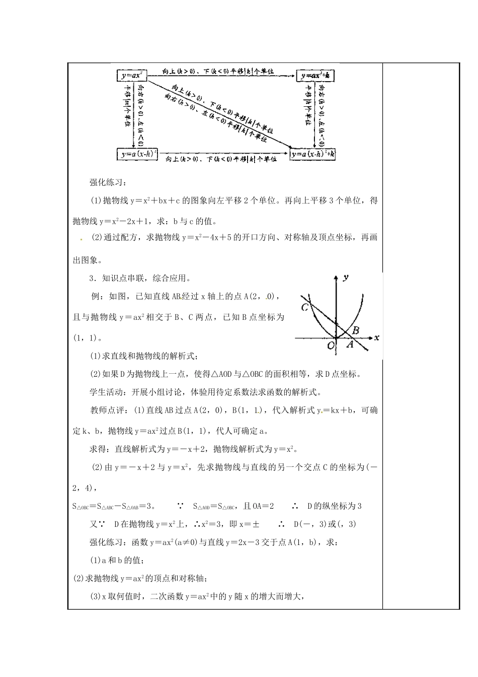 辽宁省庄河市第三初级中学九年级数学下册 第26章 二次函数小结与复习教案1 新人教版_第3页