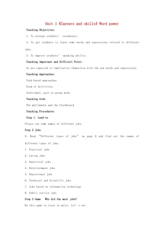 高中英语 Unit 1《Careers and skills》Word power教案3 牛津译林版选修11
