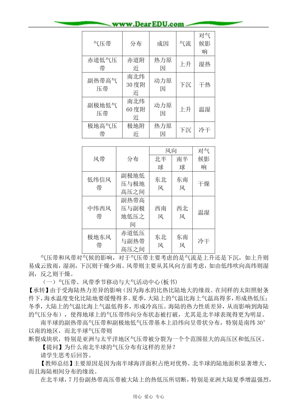 高中地理大气环境 气压带和风带对气候的影响教案 湘教版 必修1_第2页