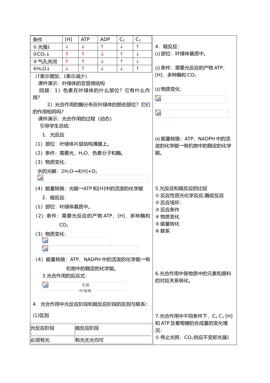 高中生物课题：光合作用的过程教案新人教版必修1_第2页