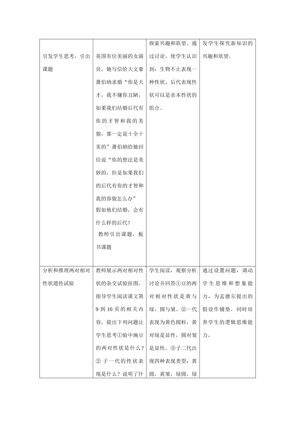 高中生物孟德尔的豌豆杂交试验二教案新人教版必修2_第2页