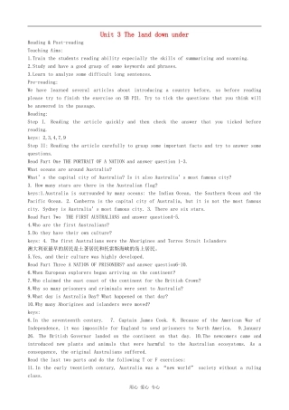 高三英语Unit 3 The land down under——Post-reading人教版