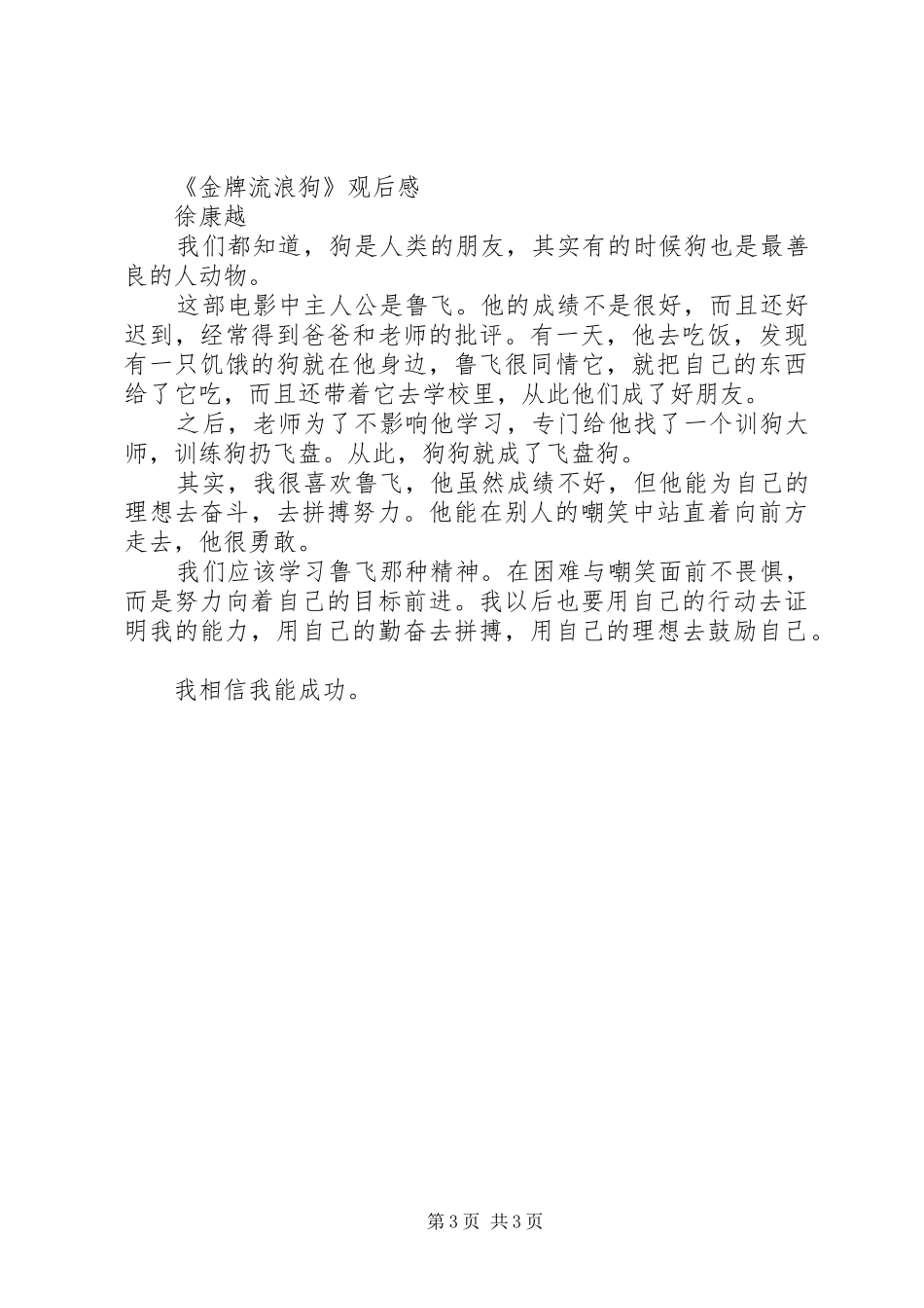 《金牌流浪狗》观后感 _第3页