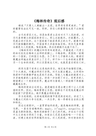 《梅林传奇》观后感 