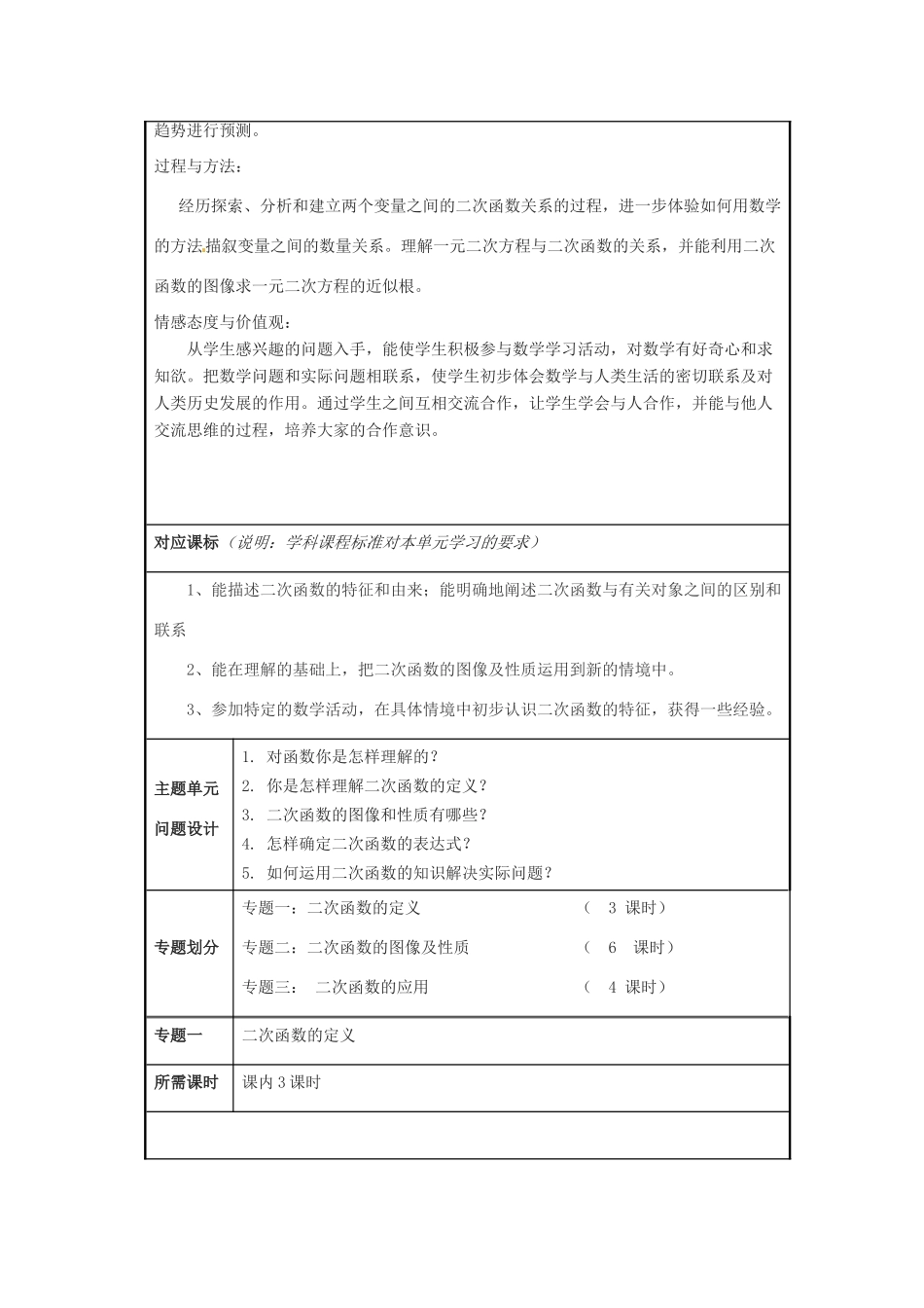 山东省泰安市岱岳区徂徕镇第一中学九年级数学下册 第五章《二次函数》教案 青岛版_第3页