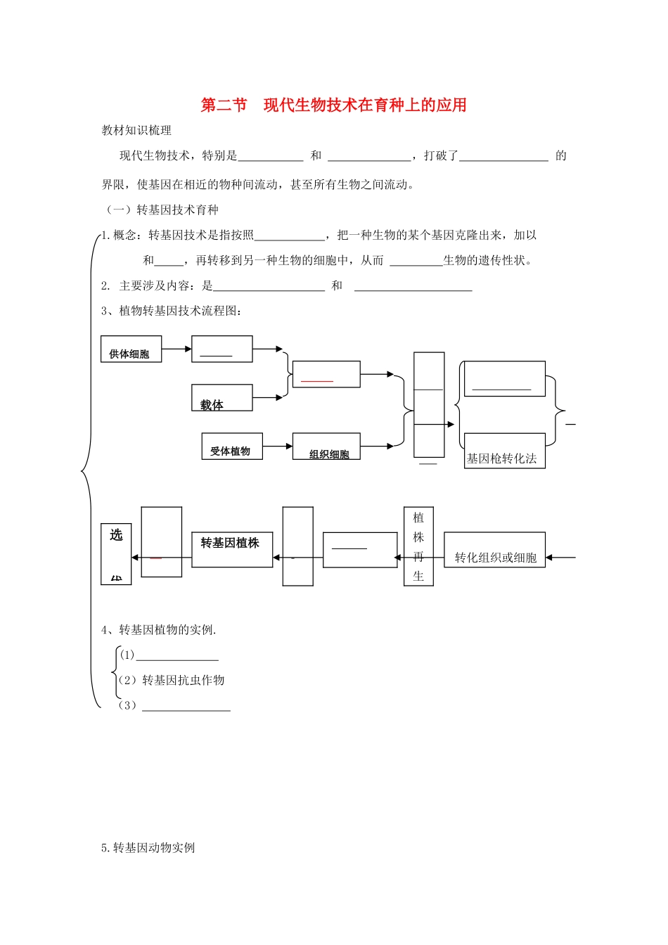 高二生物 2.2《现代生物技术在育种上的应用》教案 新人教版选修2_第1页