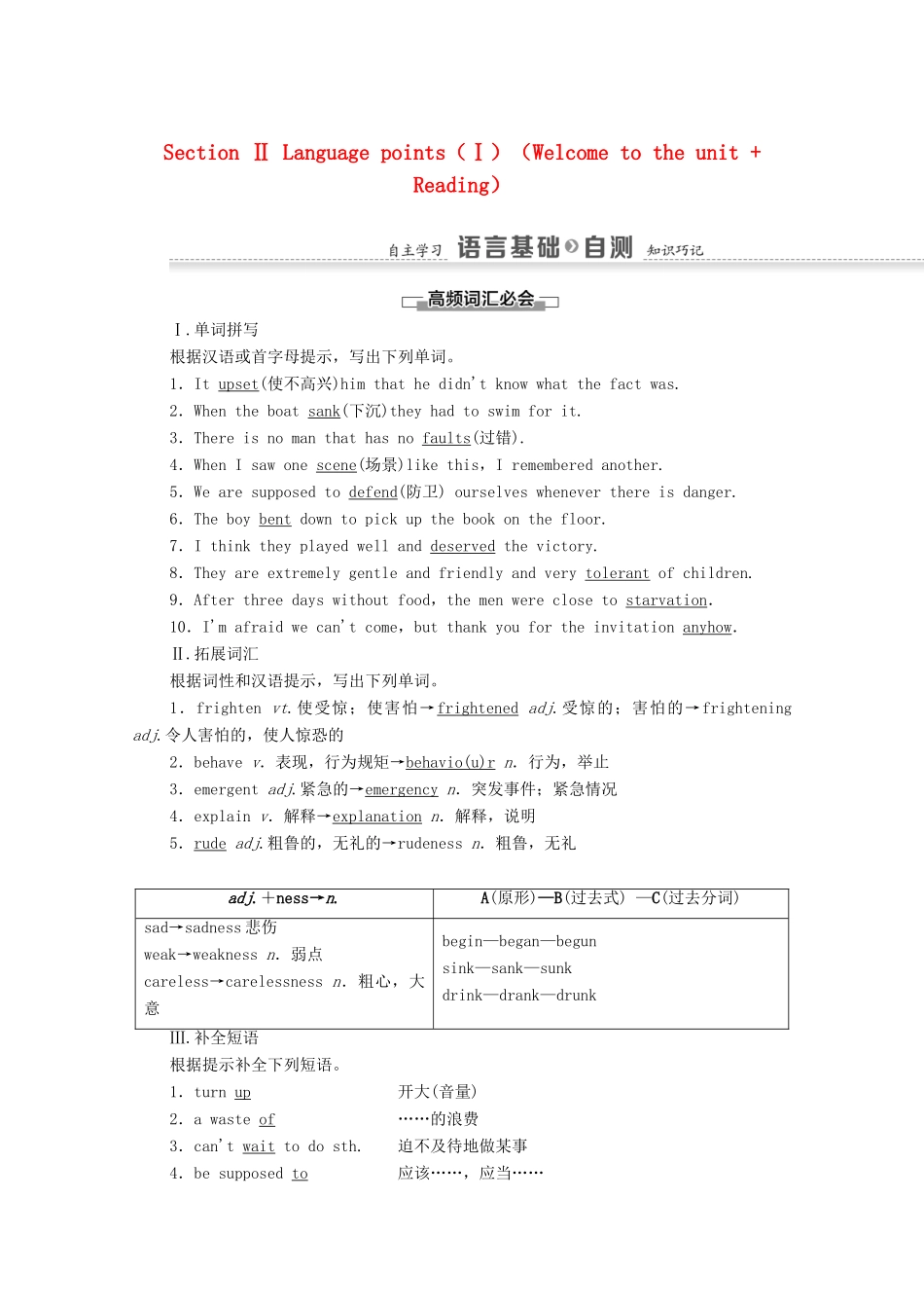 高中英语 Unit2 Growing pains Section Ⅱ Language points（Ⅰ）（Welcome to the unit  Reading）教案 牛津译林版必修1-牛津版高中必修1英语教案_第1页