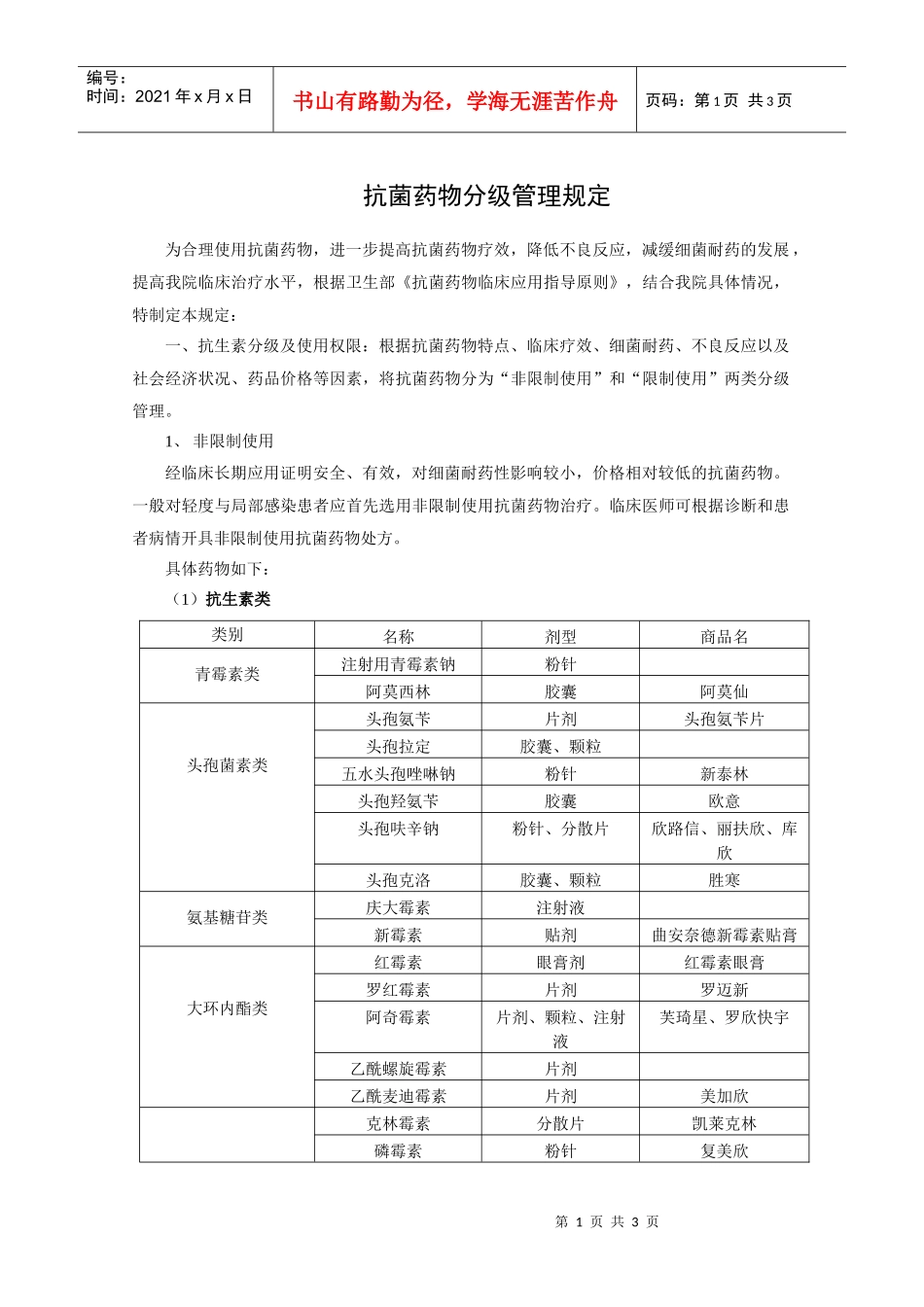 J02抗菌药物分级管理规定doc-抗菌药物分级管理规定_第1页
