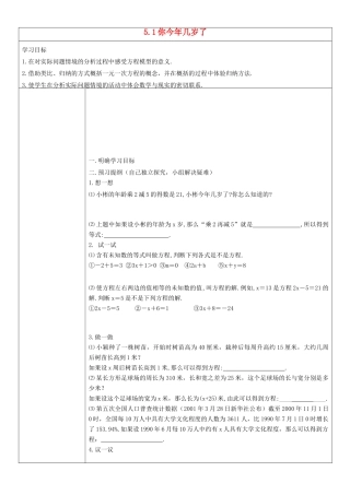 七年级数学上册 你今年几岁了教案 北师大版