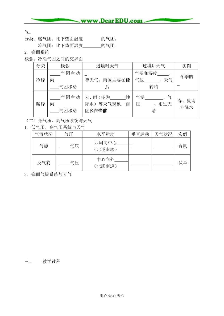 高中地理第四节 常见天气系统教案 湘教版 必修1_第2页