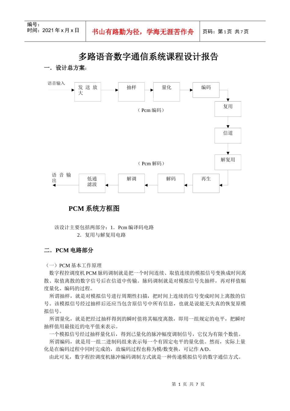 PCM通信系统_第1页