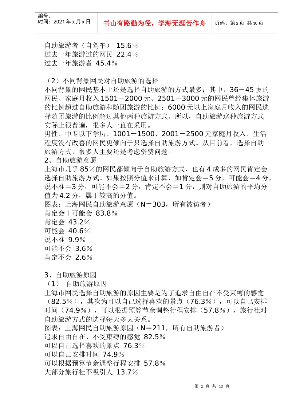 上海网民旅游习惯调查分析(1)_第2页