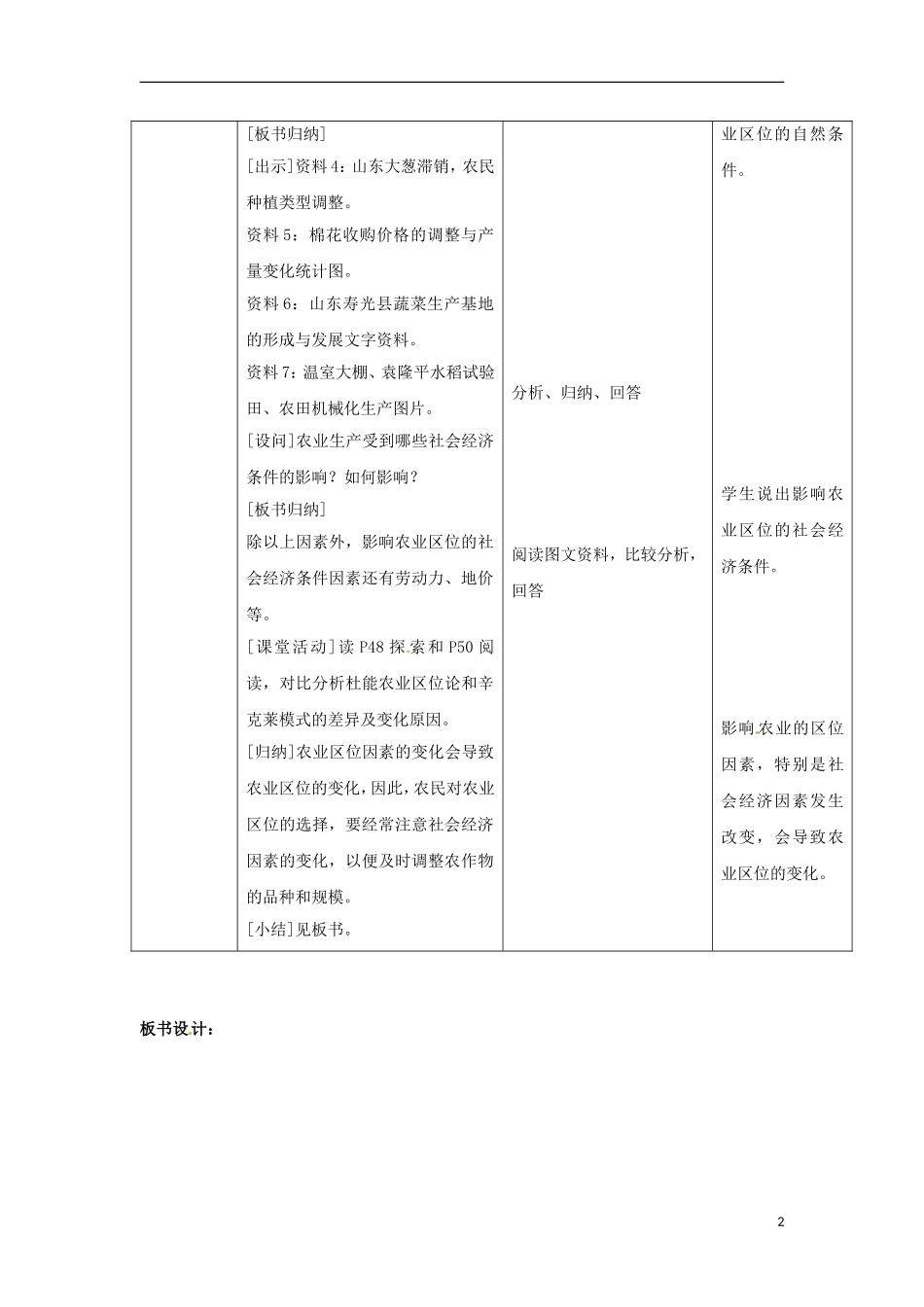 高中地理 农业区位因素与地域类型7教案 中图版必修2_第2页