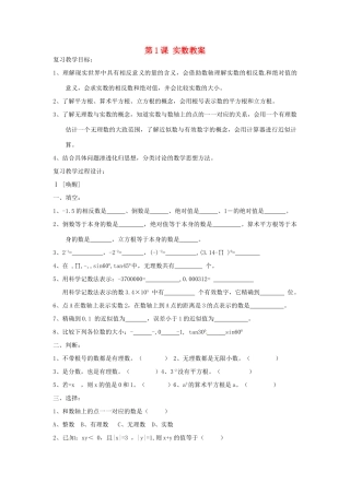 山东省日照市东港实验学校九年级数学总复习 第1课 实数教案 新人教版