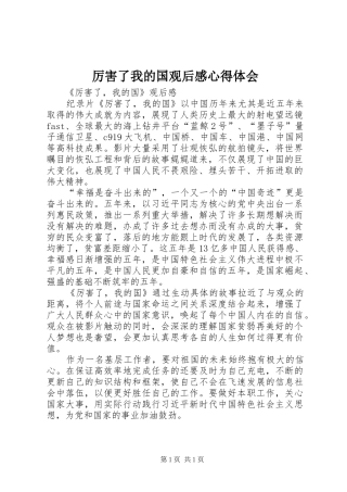厉害了我的国观后感心得体会 