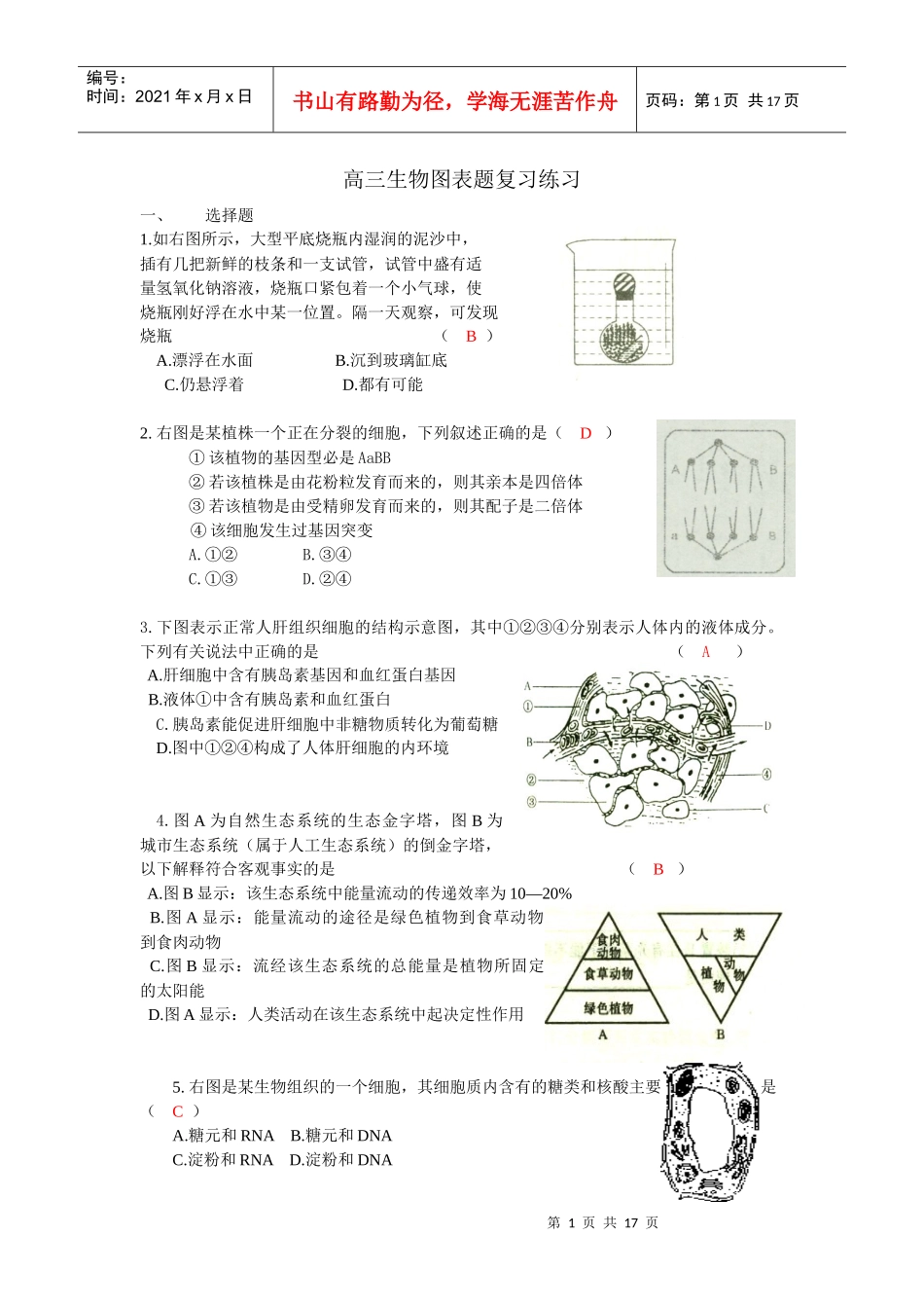 09生物图表题——古美高中_第1页