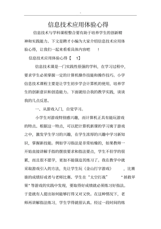 信息技术应用体验经验