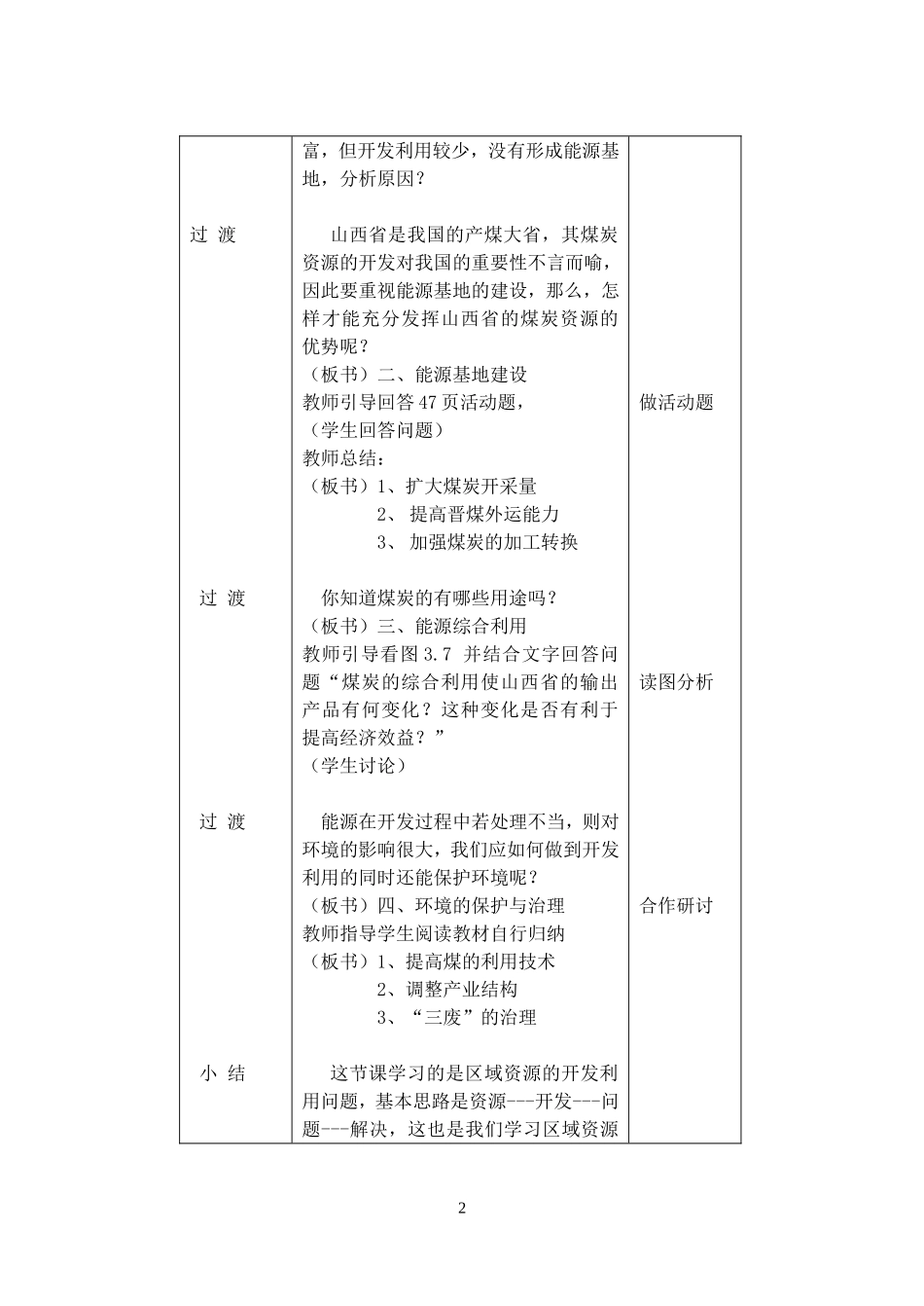 高中地理3.1能源资源的开发─以我国山西省为例教案4人教版必修3_第2页