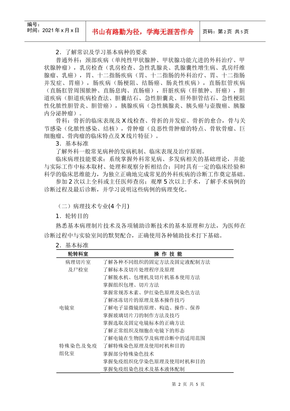 P16临床病理科医师培养标准-临床病理科住院医师培养方案_第2页