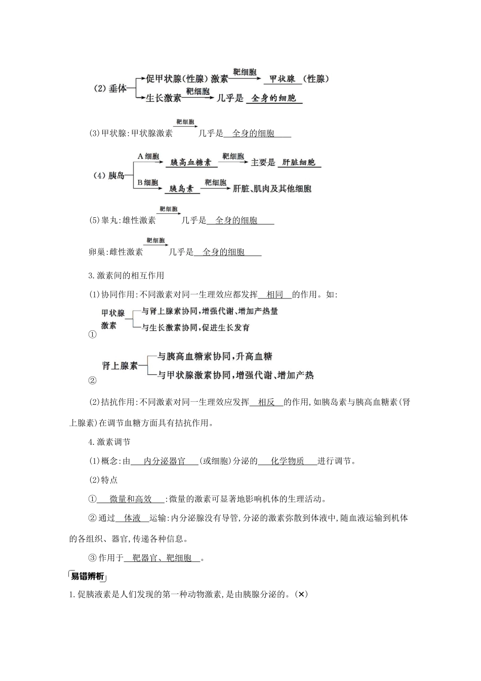 高考生物一轮复习 第8单元 生命活动的调节 第23讲 人和高等动物的体液调节教案-人教版高三全册生物教案_第2页