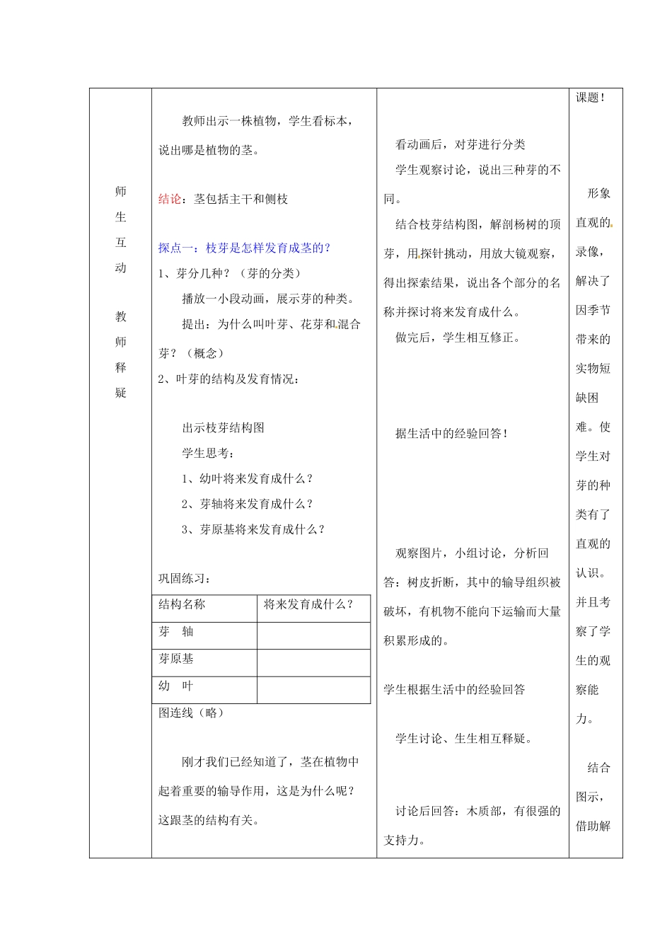 七年级生物上册 第5章第4节植物茎的输导功能教案 苏教版_第3页