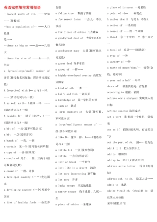 高考英语 完形填空常用词组大全教案