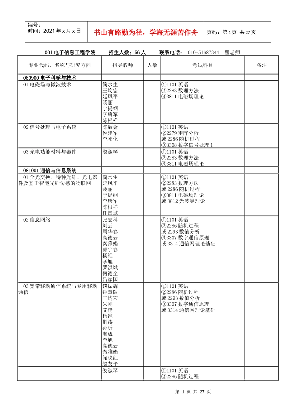 北京交通大学XXXX年博士研究生招生专业目录_第1页
