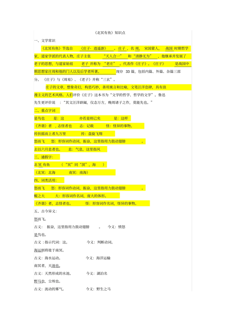 北冥有鱼知识点(1)(3)_第1页