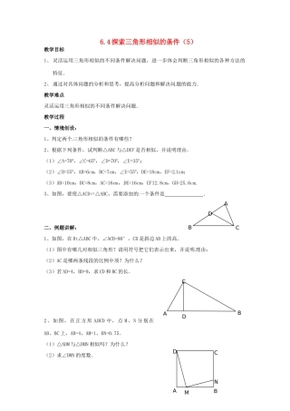 九年级数学下册 6.4 探索三角形相似的条件教案5 （新版）苏科版-（新版）苏科版初中九年级下册数学教案